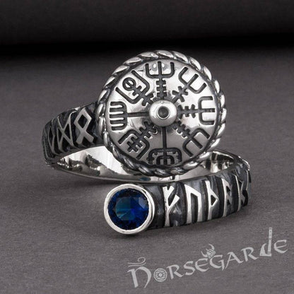Handcrafted Vegvisir Ouroboros Band - Sterling Silver