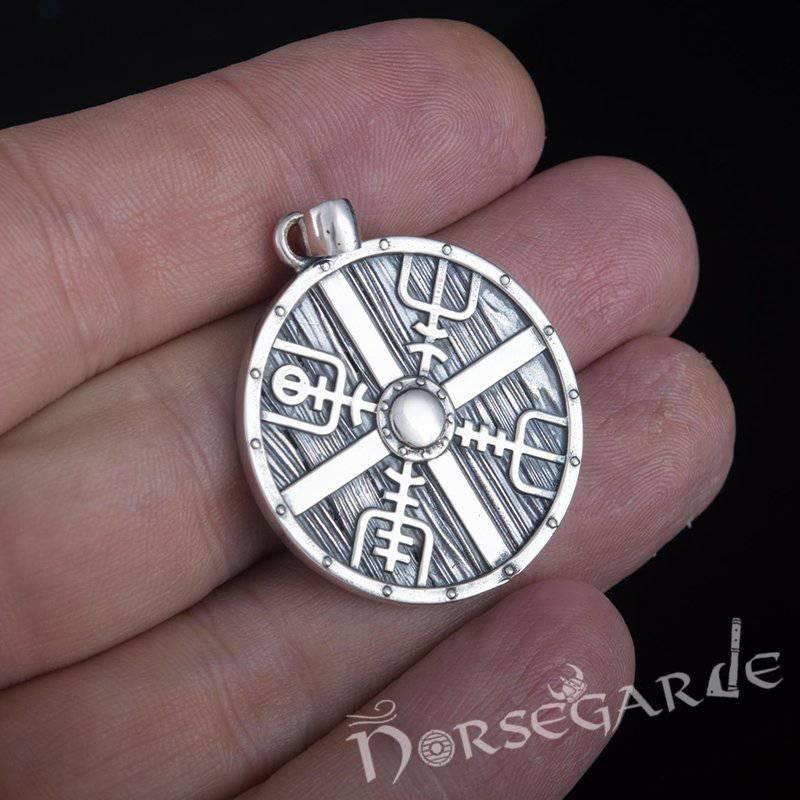Handcrafted Vegvisir Shield Pendant - Sterling Silver
