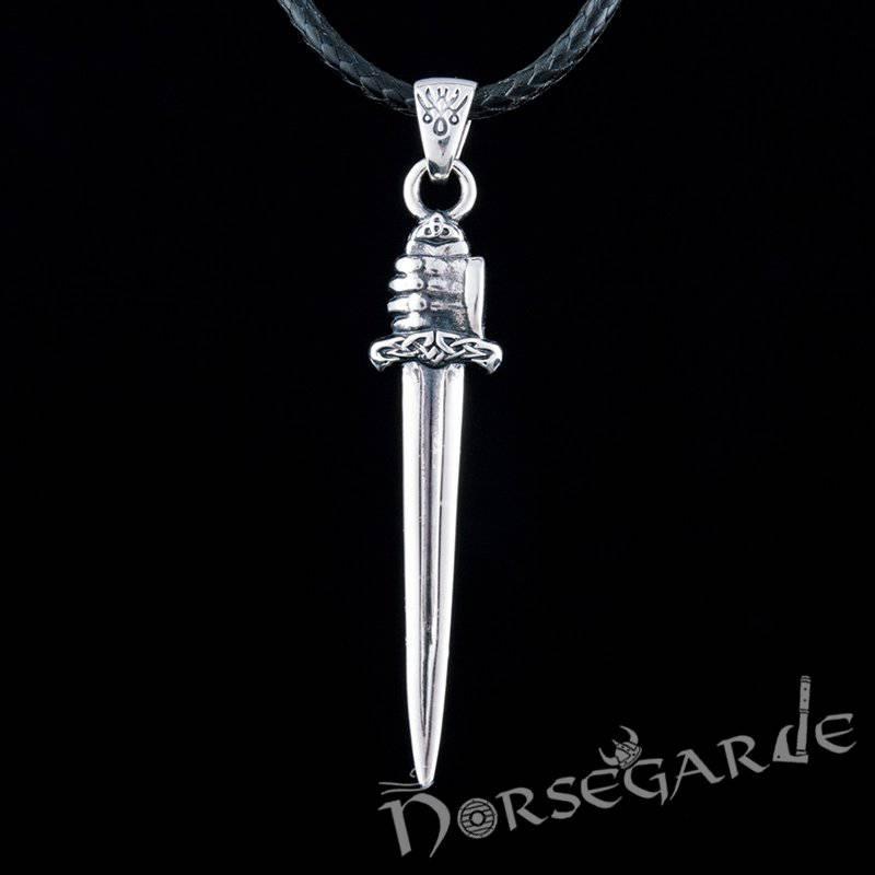 Handcrafted Viking Hand and Sword Pendant - Sterling Silver