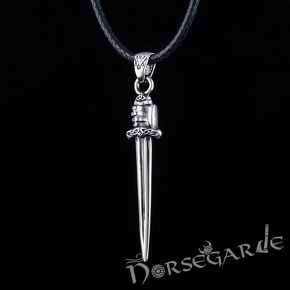Handcrafted Viking Hand and Sword Pendant - Sterling Silver