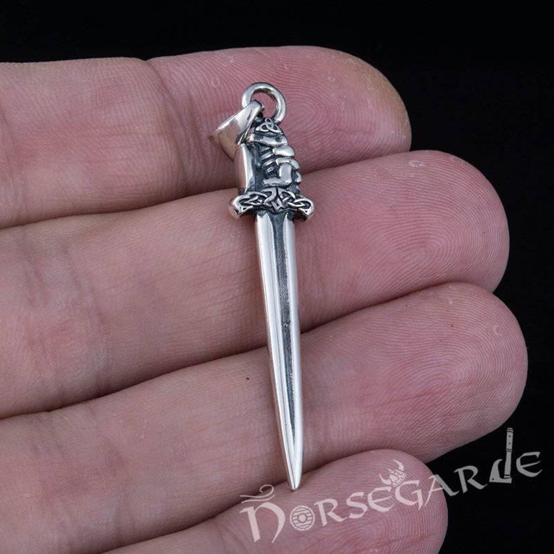 Handcrafted Viking Hand and Sword Pendant - Sterling Silver