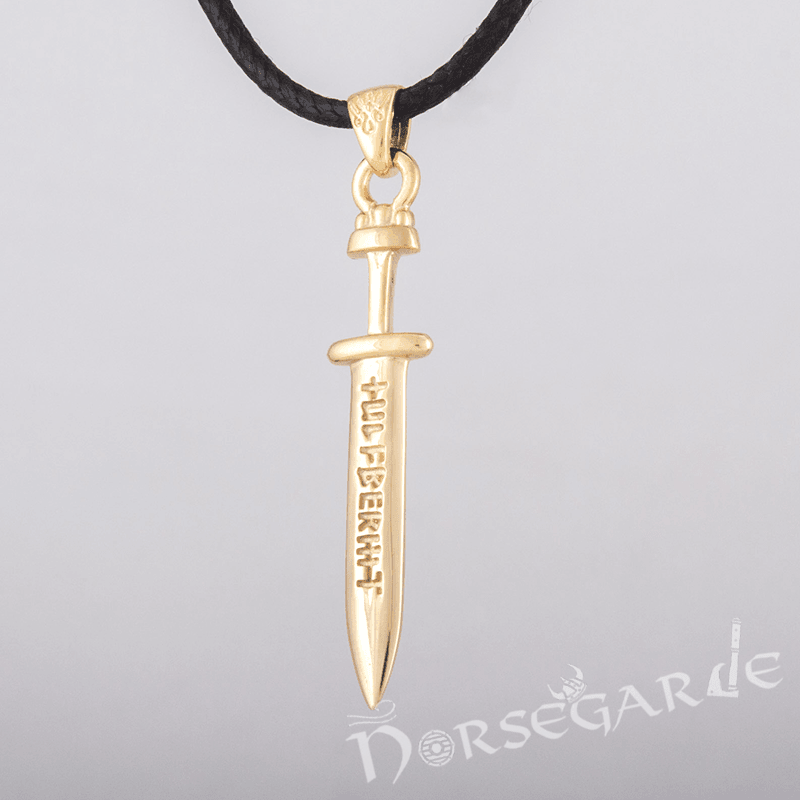 Handcrafted Viking Rune Sword Pendant - Gold