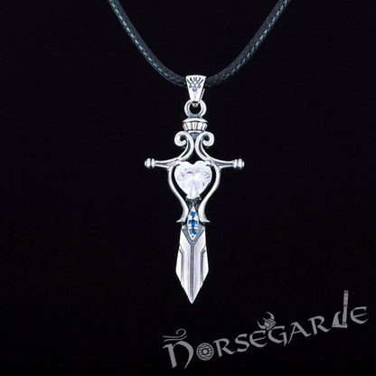 Handcrafted White Stone Sword Pendant - Sterling Silver