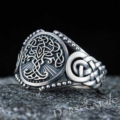 Handcrafted Yggdrasil Braid Ornament Ring - Sterling Silver