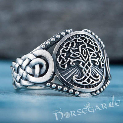 Handcrafted Yggdrasil Braid Ornament Ring - Sterling Silver