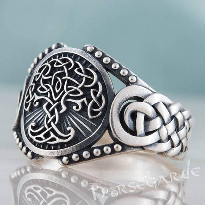 Handcrafted Yggdrasil Braid Ornament Ring - Sterling Silver
