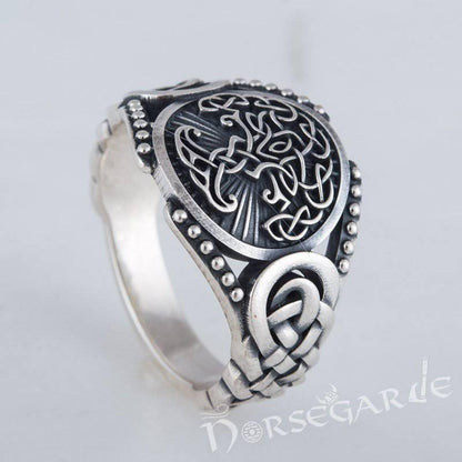 Handcrafted Yggdrasil Braid Ornament Ring - Sterling Silver