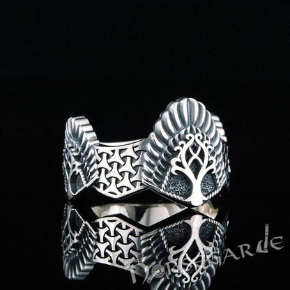 Handcrafted Yggdrasil Crown Band - Sterling Silver