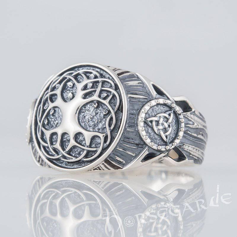 Handcrafted Yggdrasil Druid Signet Ring - Sterling Silver