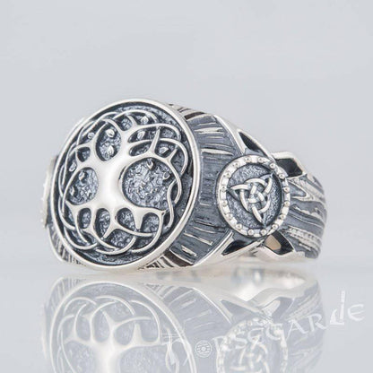 Handcrafted Yggdrasil Druid Signet Ring - Sterling Silver