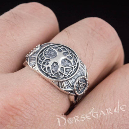 Handcrafted Yggdrasil Druid Signet Ring - Sterling Silver
