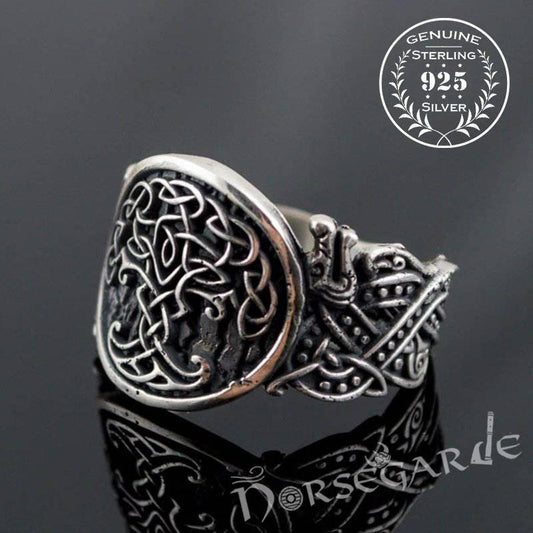 Handcrafted Yggdrasil Jellinge Style Ring - Sterling Silver