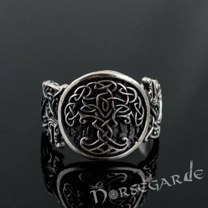 Handcrafted Yggdrasil Jellinge Style Ring - Sterling Silver