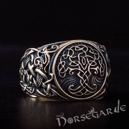 Handcrafted Yggdrasil Mammen Style Ring - Bronze