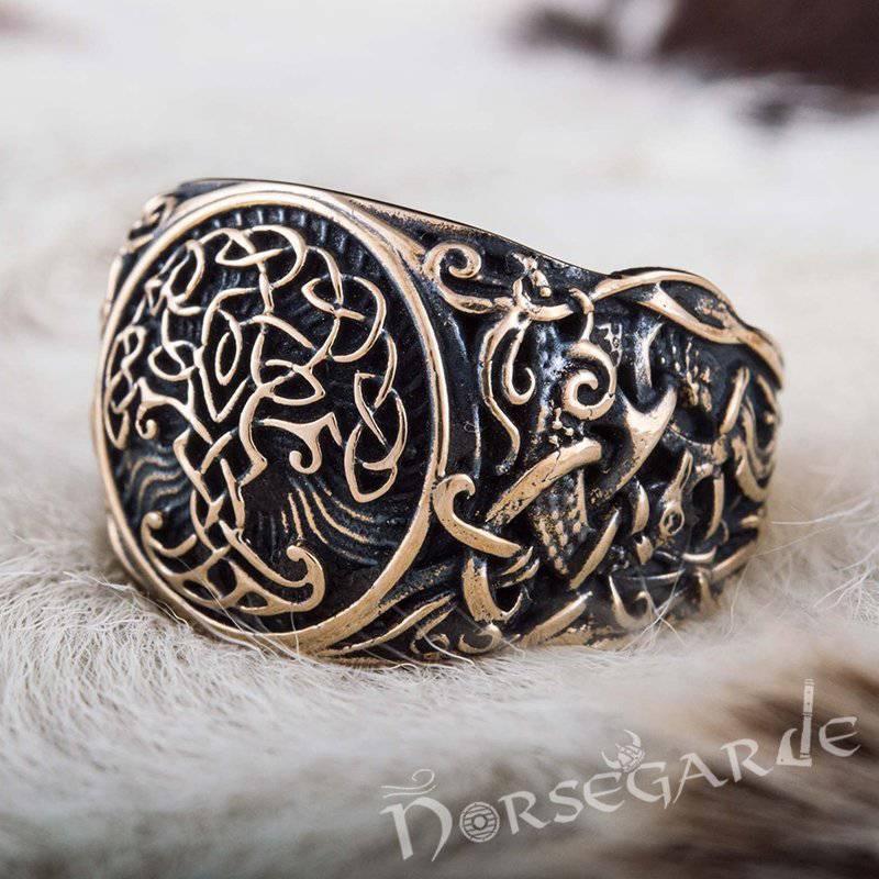 Handcrafted Yggdrasil Mammen Style Ring - Bronze