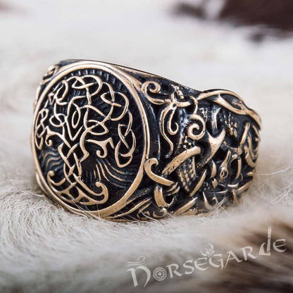 Handcrafted Yggdrasil Mammen Style Ring - Bronze