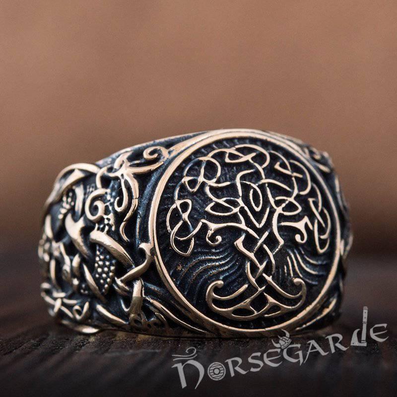 Handcrafted Yggdrasil Mammen Style Ring - Bronze