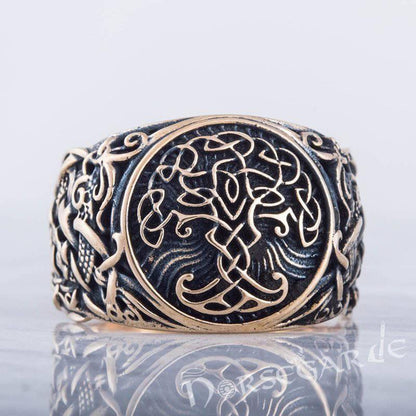 Handcrafted Yggdrasil Mammen Style Ring - Bronze