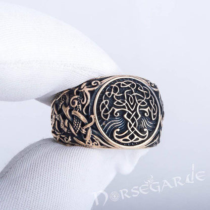 Handcrafted Yggdrasil Mammen Style Ring - Bronze