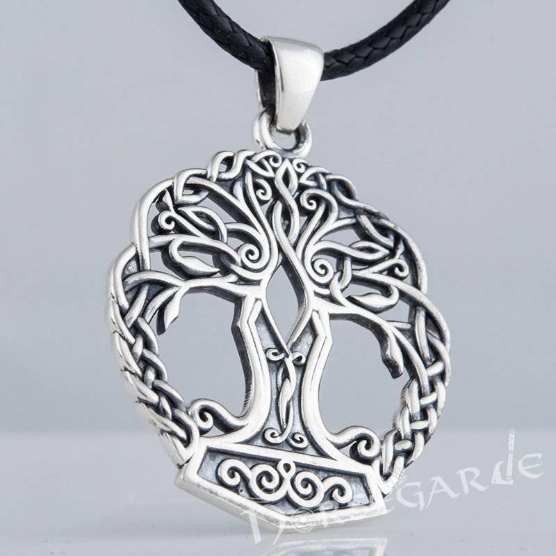 Handcrafted Yggdrasil Mjölnir Pendant - Sterling Silver