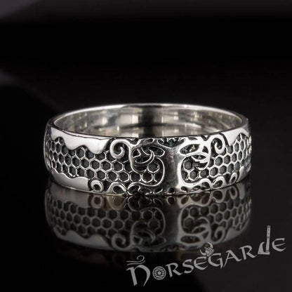 Handcrafted Yggdrasil Patterned Band - Sterling Silver