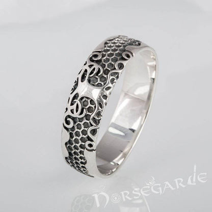 Handcrafted Yggdrasil Patterned Band - Sterling Silver