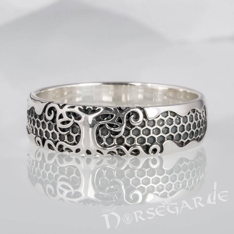 Handcrafted Yggdrasil Patterned Band - Sterling Silver
