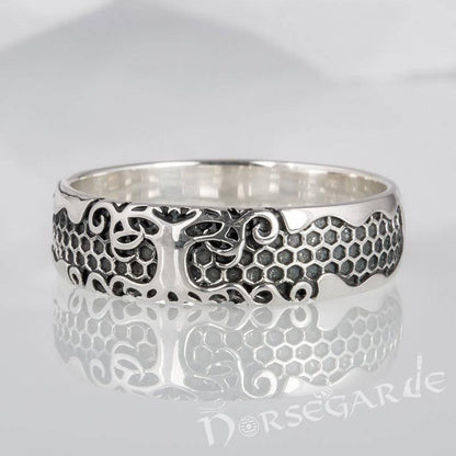 Handcrafted Yggdrasil Patterned Band - Sterling Silver