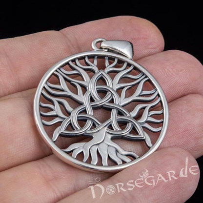 Handcrafted Yggdrasil Triquetra Pendant - Sterling Silver