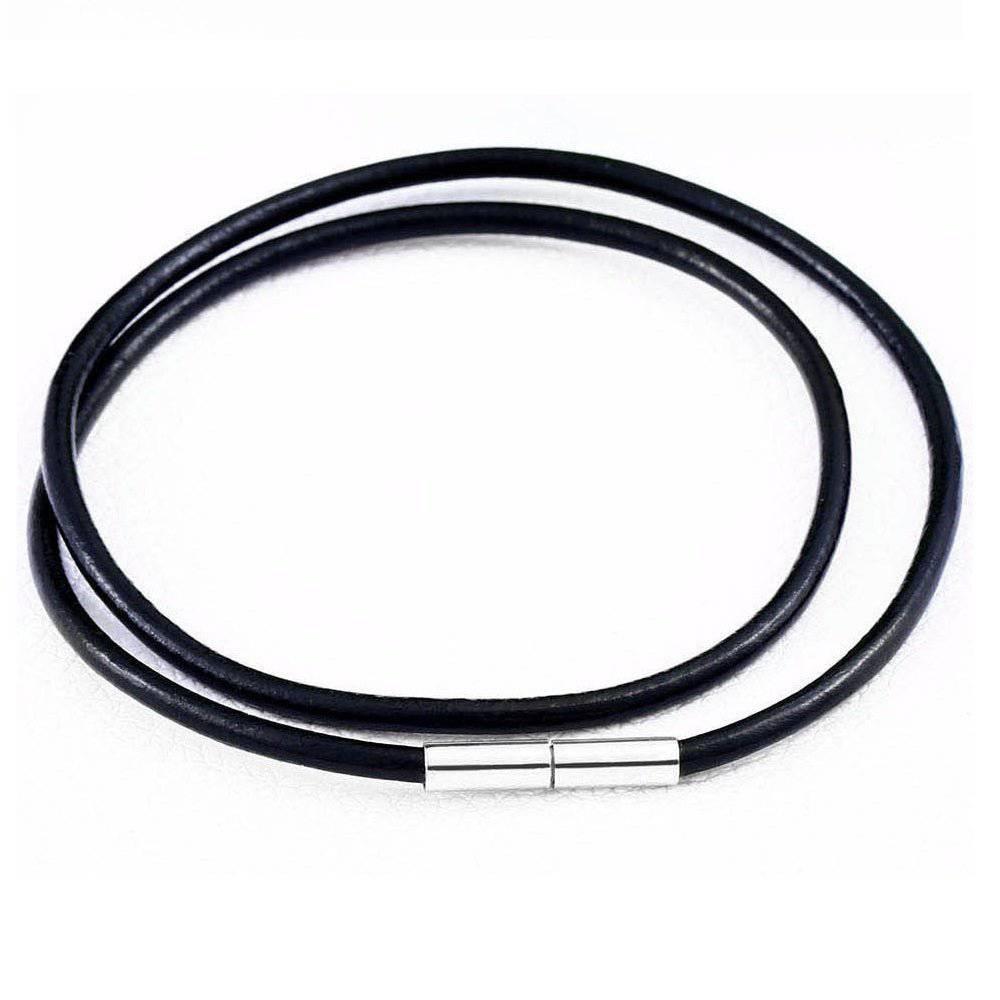 Leather Necklace with Stainless Steel Buckle
