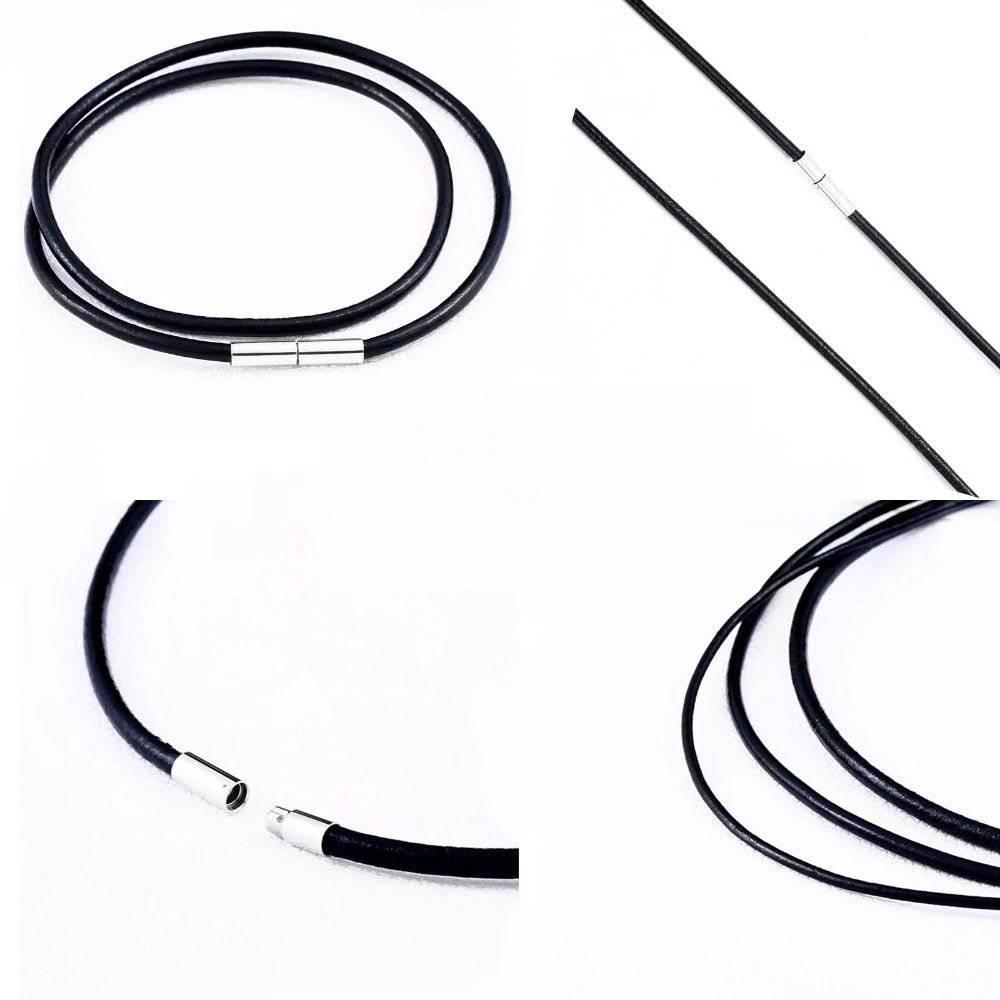 Leather Necklace with Stainless Steel Buckle
