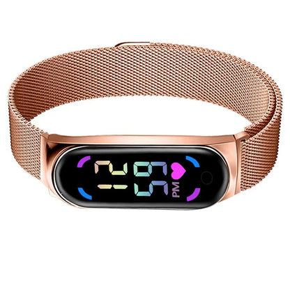 LED watch with magnetic strap for women