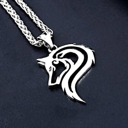 Majestic Wolf Silhouette Pendant - Stainless Steel