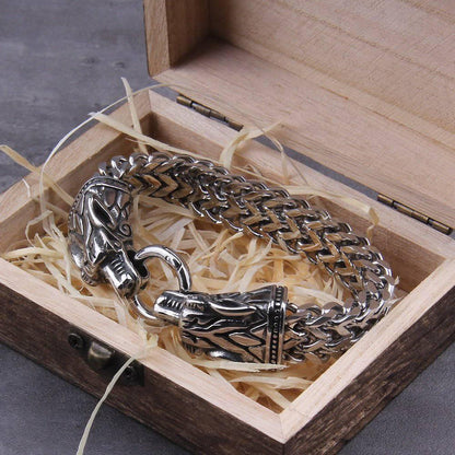 Odin's Wolf Bite Heavy Chain Bracelet - Stainless Steel