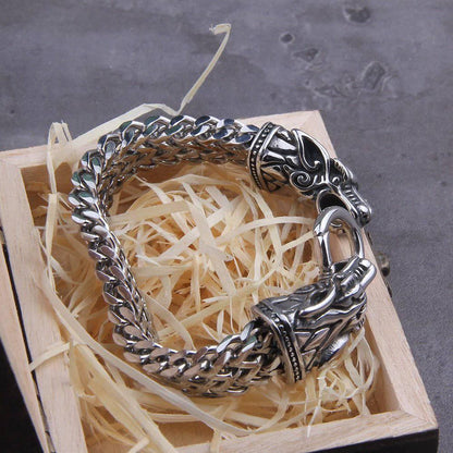 Odin's Wolf Bite Heavy Chain Bracelet - Stainless Steel