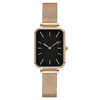 Elegant rectangular women's watch with steel bracelet