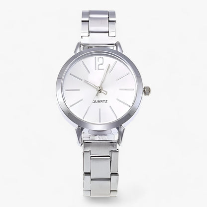 Modern round alloy clock - Bracelet included