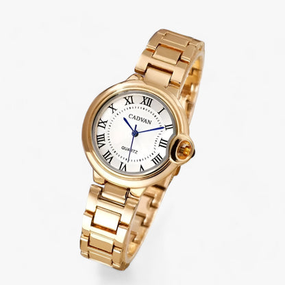 Women's round watch with stainless steel strap