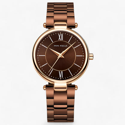 Elegant women's stainless steel quartz watch and minimalist dial
