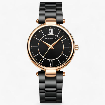 Elegant women's stainless steel quartz watch and minimalist dial