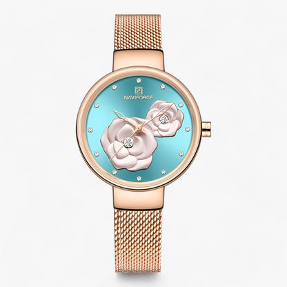 Verité | Steel and glass watch with floral print