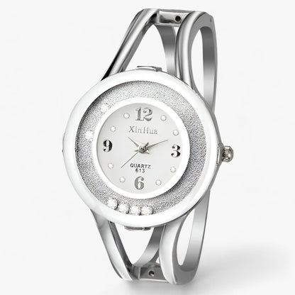 Bangle Crystal stainless steel round watch