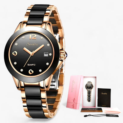 Diamira | Round steel and ceramic clock