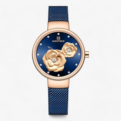 Verité | Steel and glass watch with floral print