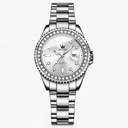Diamond dial quartz watch and waterproof stainless steel ladies watch