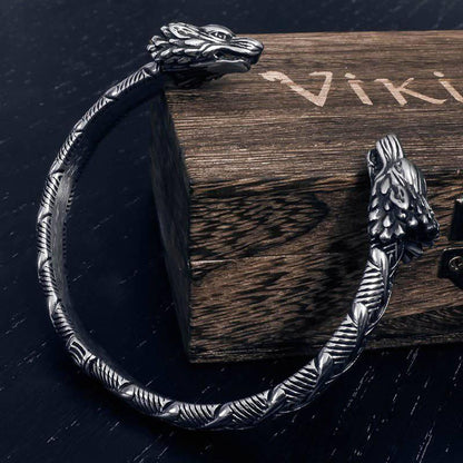 Plated Odin's Wolves Torc Bracelet - Stainless Steel