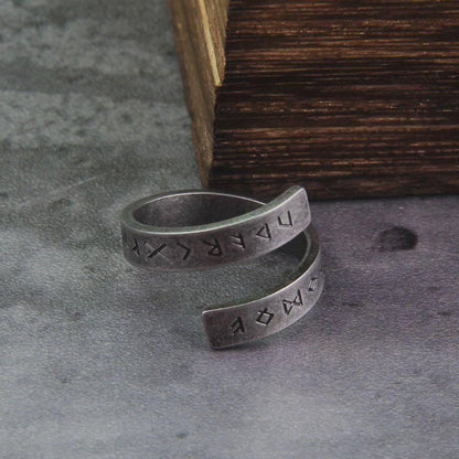 Simple Runic Band Ring - Stainless Steel