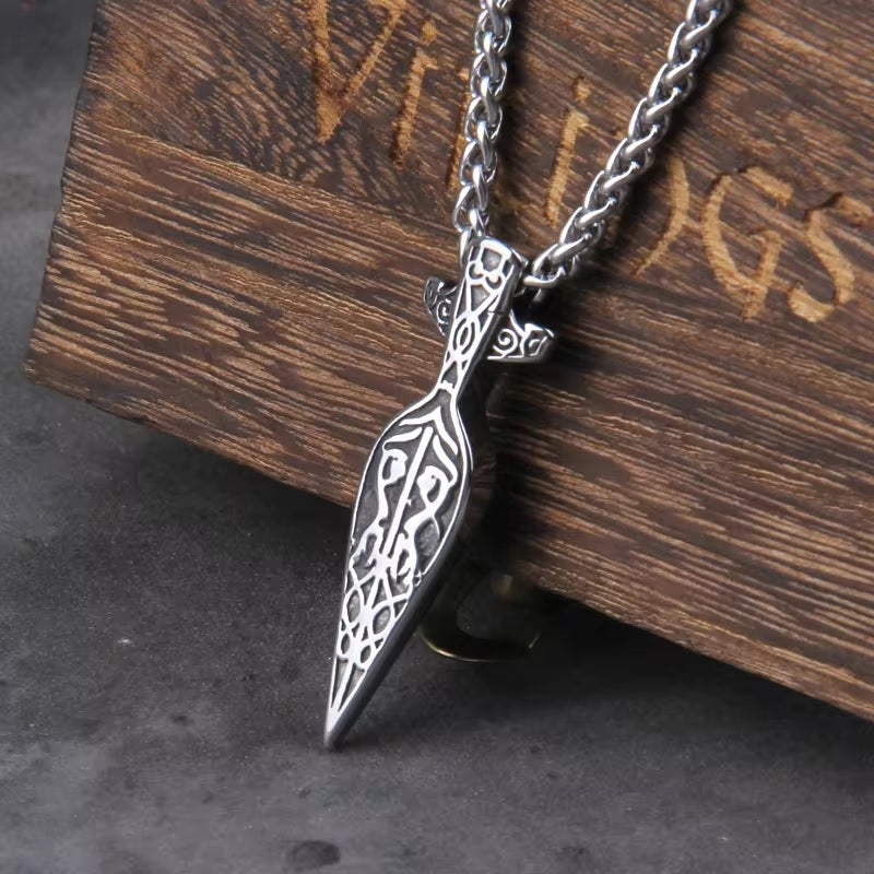 Viking Spearhead Necklace with Heavy Chain - Stainless Steel