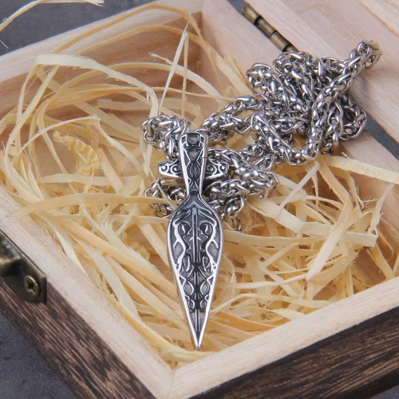 Viking Spearhead Necklace with Heavy Chain - Stainless Steel