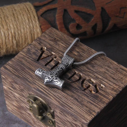Tiny Ornamental Mjölnir Amulet - Stainless Steel